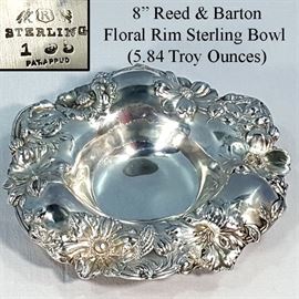 Sterling Silver Floral Rim Reed And Barton Bowl