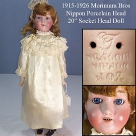 Toys Dolls Morimura Bros Nippon Porcelain Head Doll