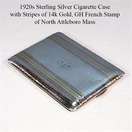 Sterling Silver Cigarette Caset With 14k Gold Accents