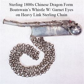 Sterling Silver Chinese Dragon Boatswains Whistle