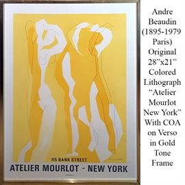 Art Beaudin Andre Colored Lithograph Alelier Mourlot