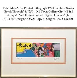 Art Max Peter Colored Lithograph Break Through