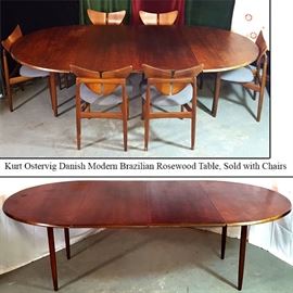 Furniture Kurt Ostervig Danish Modern Brazilian Rosewood Table Set