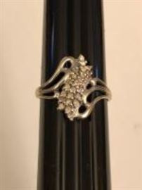 10 k white gold and diamond ring