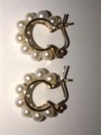14k gold and pearl earrings