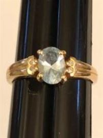 14k gold and aquamarine ring