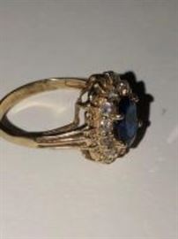 14k gold diamond and sapphire