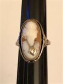 cameo and diamond ring