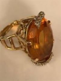 Citrine ring with diamond