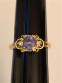 diamond and purple stone ring
