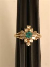 Emerald and diamond ring