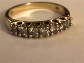 Yellow gold and diamond band