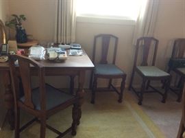 Antique square table with 4 chairs