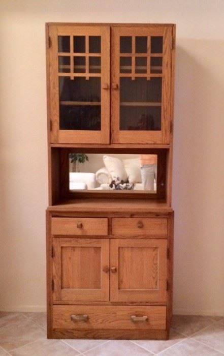 Mission-style Hutch w/glass Doors and Storage