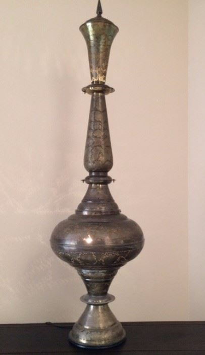 Metal Middle-eastern style Lamp is about 5'H