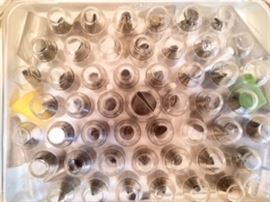 Cake decorating tips in case 