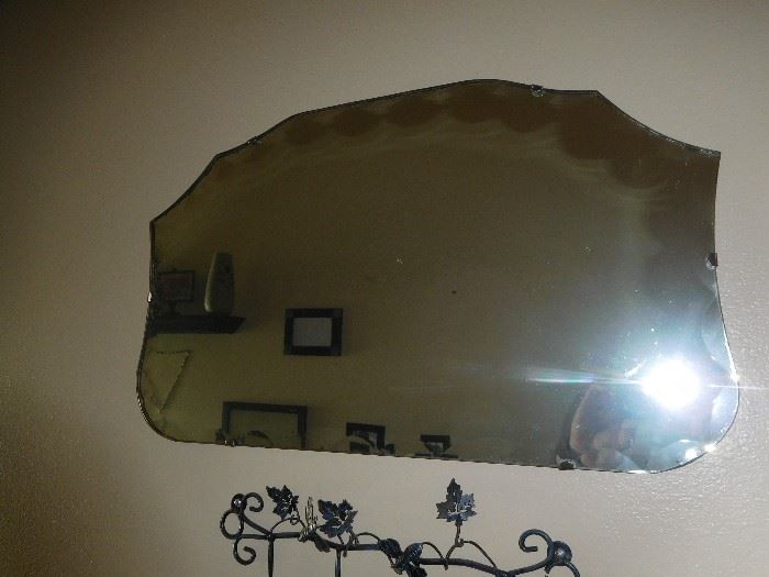 Antique scalloped beveled mirror