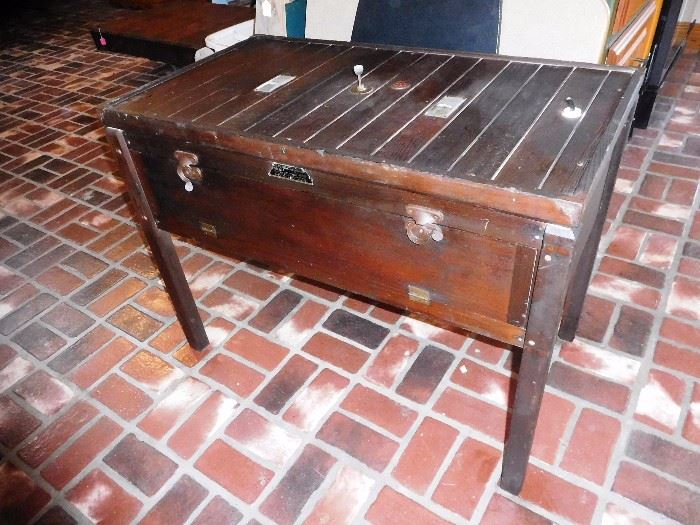 Rare antique incubator from Montgomery Ward... cut down the legs to make an excellent farm house coffee table!