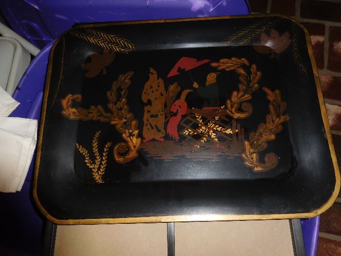 Thick metal tray artist signed on back