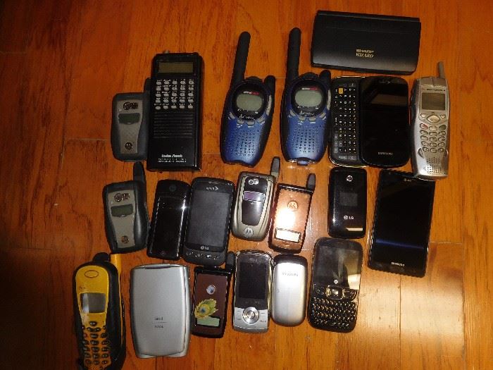 Variety of cell phones, some fairly recent