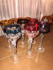 ANTIQUE COLORED CRYSTAL GOBLETS