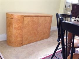 WOOD BURL OVAL BUFFET CABINET