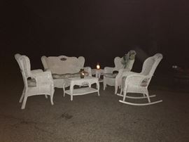 WHITE WICKER PATIO FURNITURE