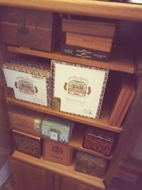 COLLECTION OF CIGAR AND WOOD BOXES, ETC.