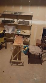 Wood Ironing Board, Old Chair, Tools