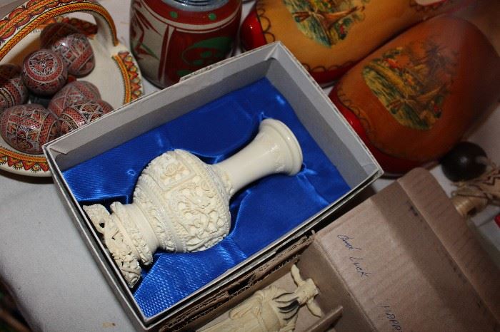 Originally thought to be historic ivory - actually not real ivory. Replica. Faux ivory. 