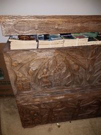 Hand-Carved Teak Trunks - two matching