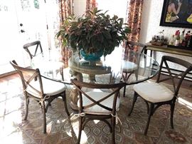 Beautiful Glass Top table with 8 chairs