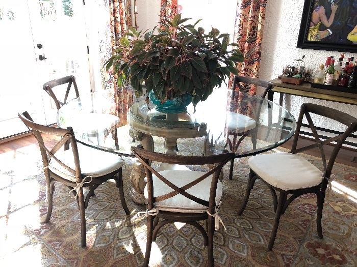 Beautiful Glass Top table with 8 chairs
