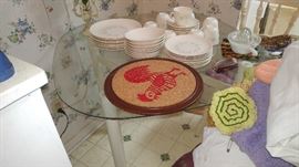 Vintage cork rooster lazy Susan