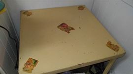 All wood vintage card table with the cows this is original and they were not applied