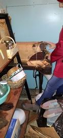 Beautiful vintage sewing machine had been covered up for years