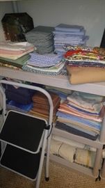 Great selection of vintage material and sewing notions