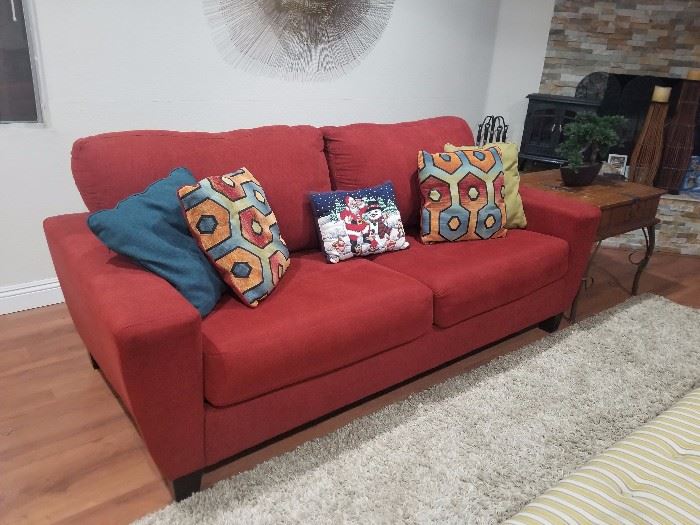 Red couch. Lightly used
