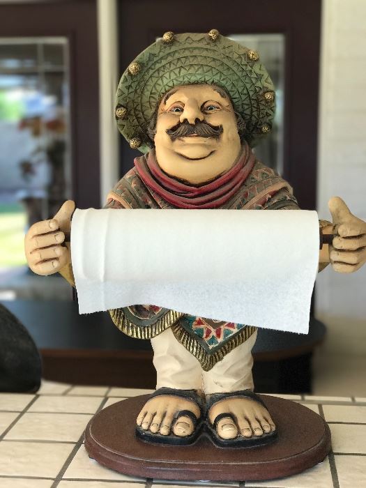 Large 2.5' Mr. Mexicana in Sombrero holding paper towels. 