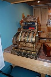 Antique brass cash register