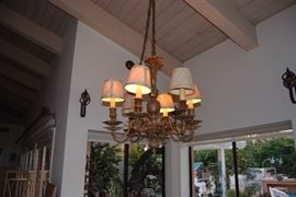 Six light brass chandelier