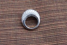 Van Cleef and Arpels Pave Diamond Gold Boule Ring - 107 round diamonds  -  5.10 cts -  #52 bl 15109  - 18K WG - with papers --  Retail Value is $26,000