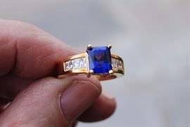 18K YG Tanzanite and diamond ring - Princess cut 2.61 ct Tanzanite with .71 ct.  VS diamonds - Retail value is $8,775