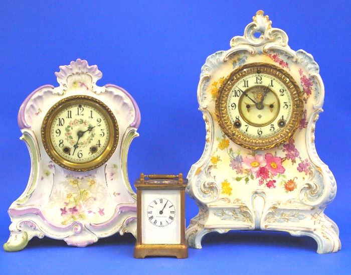 Waterbury,  Ansonia, Royal Bonn Porcelain  clocks