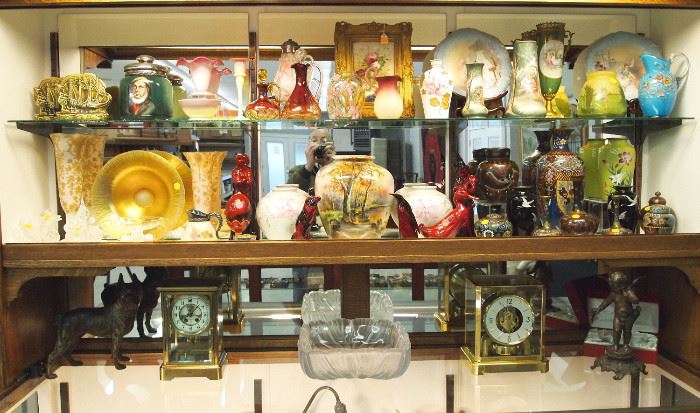Clocks, vases, art glass