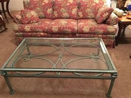 Verdigre Iron and glass coffee table