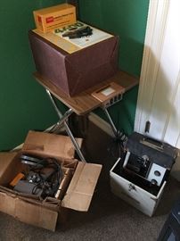 Vintage audio visual equipment, movie projector, slide projector, etc/