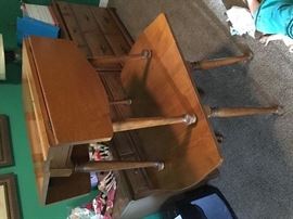 Pair of Salem House solid maple end tables with drop leaf.