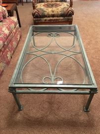 Metal and glass coffee table Measures Top 32 x 51 H 17"