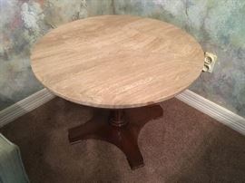 30 " diameter Italian marble top Travertine table 